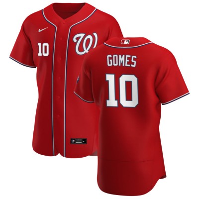 Washington Washington Nationals #10 Yan Gomes Men's Nike Red Alternate 2020 Authentic Player MLB Jersey
